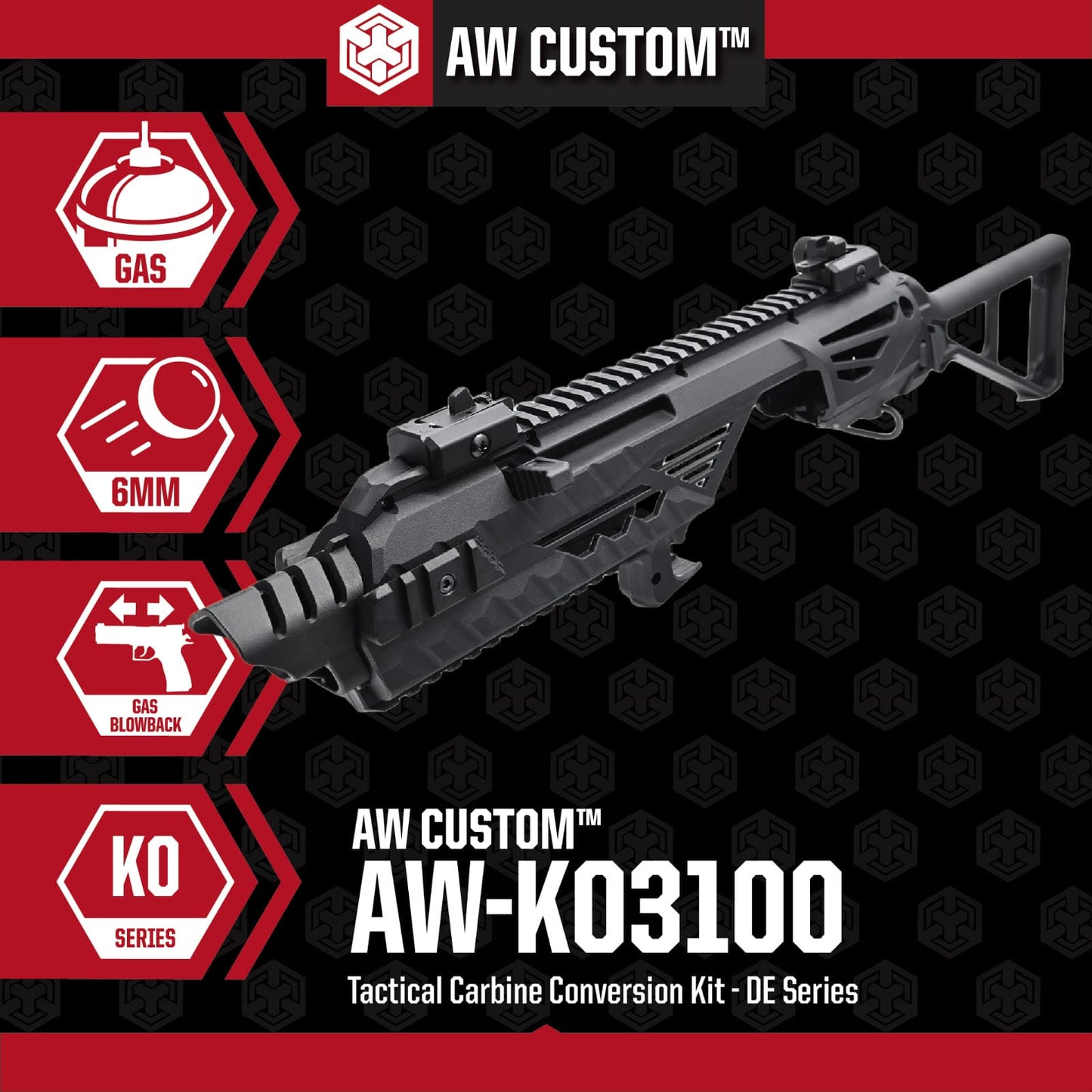 AW CUSTOM Airsoft Tactical Carbine Conversion Kit - DE Series (Black)