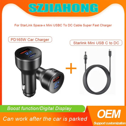 For Starlink Mini PD165W Super Fast For StarLink Space-x Mini USB C To DC Cable Cigarette Lighter Charger Adapter Power Supply)
