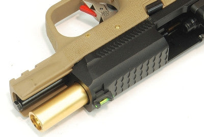 WE Tech BB FORCE T3A Semi-Automatic GBB Pistol (BK Slide/GD Barrel/FDE Frame)