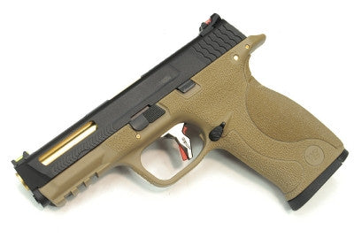 WE Tech BB FORCE GBB Pistol T3B (BK Slide/GD Barrel/Tan Frame)