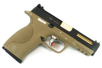 WE Tech BB FORCE GBB Pistol T3B (BK Slide/GD Barrel/Tan Frame)