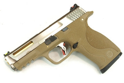 WE Tech BB FORCE GBB Pistol T7B (SV Slide/GD Barrel/ Tan Frame)