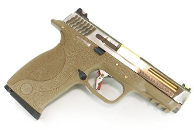 WE Tech BB FORCE GBB Pistol T7B (SV Slide/GD Barrel/ Tan Frame)