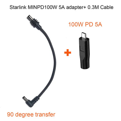 Starlink Mini Ethernet DC Power Cable with USB C to DC Adapter