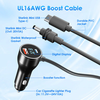 Starlink Mini Boost Pressure DC Power Cable