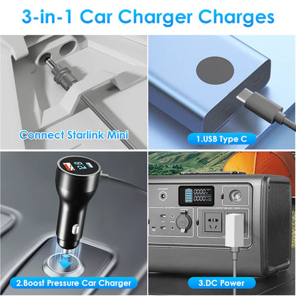 Starlink Mini Boost Pressure Car/DC/USB-C to DC With Switch Cable