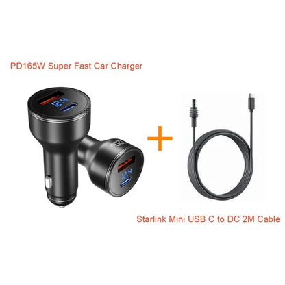 For Starlink Mini PD165W Super Fast For StarLink Space-x Mini USB C To DC Cable Cigarette Lighter Charger Adapter Power Supply)