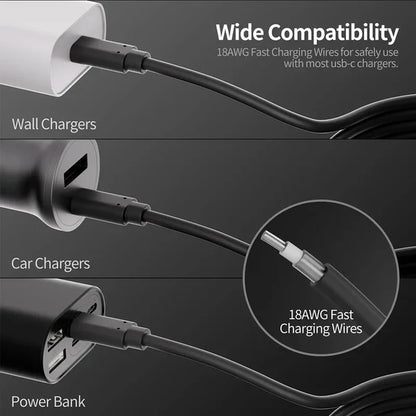 Starlink Mini 2-in-1 Power Cord 9.85FT/3M USB C to DC Power Work with 65W PD Source DC Male to Type-C Male Charging Cord OEM